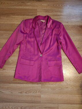 Evolutionary pink satin blazer